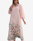 Botanical Garden Embellished Linen Blend Jalabiya