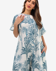 Blue Tropique Linen Blend Jumpsuit