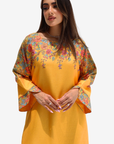 Botanical Border Embellished Linen Blend Dress