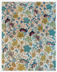 Complete botanical Liberty mukhawar fabric with a hand-beaded floral neckline in blue, sage, blush and navy.