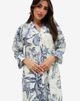Coastal Seashell Print Cotton Jalabiya
