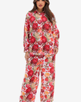 Crimson Bloom Linen Blend Co-ord Set