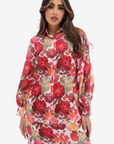 Crimson Bloom Linen Blend Co-ord Set