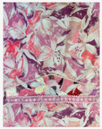 Matching hand design with multicolored beadwork and pink crystal lace on Italian Liberty mukhawar fabric.