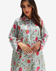Floral Print Pastle Linen Jalabiya