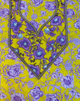 Close-up of the hand-embellished neckline on the Golden Violet Liberty Cotton Mukhawar showcasing intricate beadwork on premium Liberty cotton fabric.