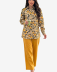 Lemon Blossom Mix & Match Linen Blend Co-ord Set printed shirt with coordinating wide-leg linen blend trousers