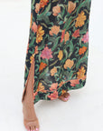 Premium linen blend fabric detail on Midnight Autumn Bloom Embellished Linen Blend Jalabiya