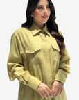 Zaytoun – Olivefarbenes zweiteiliges Set mit Olivenprint