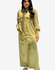 Zaytoun – Olivefarbenes zweiteiliges Set mit Olivenprint