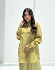 Zaytoun – Olivefarbenes zweiteiliges Set mit Olivenprint