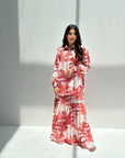 Crimson Palm Linen Blend Co-ord Set