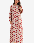 Oriental Fan Print Linen Blend Jalabiya