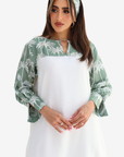 Palm Pleated Panel Linen Blend Dress