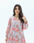 Pastel Bloom Linen Blend Jalabiya neckline detail