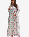 Floral Pastel Print Linen Jalabiya