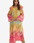 Sunset Paisley Border Linen Blend Jalabiya