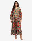 Tropical Mosaic Embellished Linen Blend Dress front view by Gharza Couture