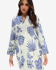 Tropical Leaf Print Cotton Jalabiya