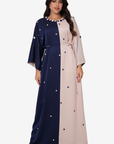 Two-Tone Button Embellished Kaftan