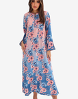 Watercolor Floral Print Linen Blend Jalabiya