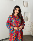 Amara Mosaic Jalabiya with vibrant multicolor abstract print for women