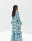 Aqua Medallion Linen Blend Jalabiya side view