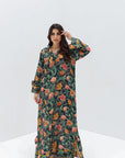 Autumn Botanical Linen Blend Jalabiya side view