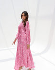Blush Botanical Jacquard Silk Jalabiya side view