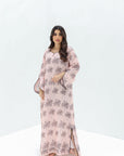 Blush Palm Sketch Linen Blend Jalabiya for Women