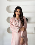 Botanical Floral Linen Blend Jalabiya Neckline and Sleeve Detail