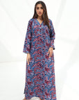 Full length Classic Paisley Print Cotton Jalabiya for modest fashion