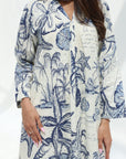 Full inner lining detail of the Coastal Seashell Print Cotton Jalabiya
