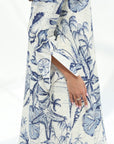 Coastal seashell and nautical print detail on premium cotton Coastal Seashell Print Cotton Jalabiya by Gharza Couture