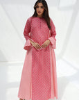Contrast Panel Print Cotton Jalabiya coral print full-length front view