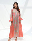 Contrast Panel Print Cotton Jalabiya yellow print full-length front view