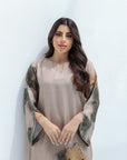 Desert Landscape Linen Blend Jalabiya Abstract Print Detail
