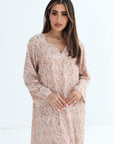 Ditsy Floral Sequin Chiffon Jalabiya Full Length Floral Evening Wear
