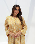 Golden Bloom Jacquard Silk Jalabiya pleated bodice detail