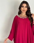 Luxury Hand Embellished Butter Crepe Kaftan for Women