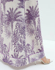 Lavender Palm Toile Linen Blend Jalabiya linen blend fabric detail