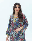 Botanical Floral Print Linen Blend Jalabiya Detail