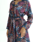 Hand embellishment detail on Midnight Chrysanthemum Embellished Linen Blend Jalabiya