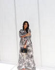 Midnight Palm Linen Blend Jalabiya for Women Full Length View