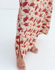 Oriental Fan Print Linen Blend Jalabiya - Sleeve Detail