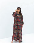Palm Grove Hand Embellished Linen Blend Jalabiya front view