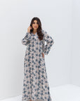 Palm Grove Hand Embellished Linen Blend Jalabiya front view