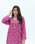 Palm Motif Linen Blend Jalabiya neckline tassel detail