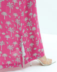 Palm Motif Linen Blend Jalabiya side slit detail