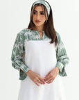 Palm Pleated Panel Linen Blend Dress front design detail